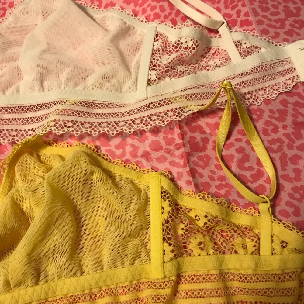 Victoria's Secret Bralette Lace Bundle Yellow White Size Medium - Picture 4 of 10